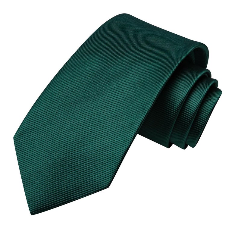 Dubulle Mens Forest Green Solid Floral Silk Tie for Men Striped Necktie and Pocket Square Cufflinks Set Wedding Business - Image 3